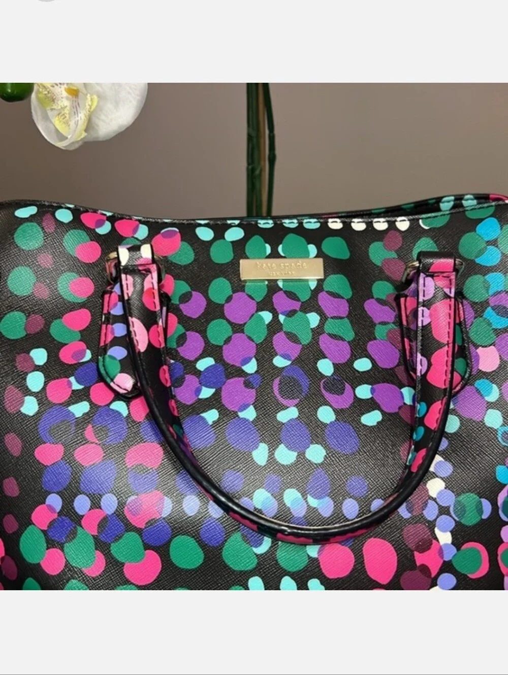 Kate Spade Multicolor Confetti Dot Leather Satchel